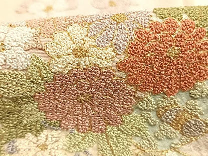 平和屋着物●中国三大刺繍　相良刺繍　総刺繍　訪問着　熨斗花文　金糸　正絹　逸品　AABL8276fy