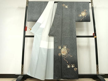 平和屋着物●訪問着　吉祥花鳥文　たたき染め　金彩　正絹　逸品　AABL8280fy