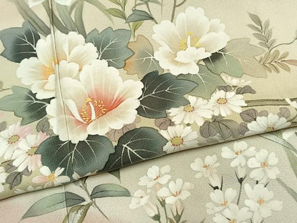平和屋着物●訪問着　手描き　草花文　暈し染め　正絹　逸品　AABL8282fy