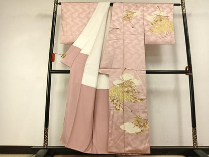 平和屋着物●訪問着　駒刺繍　熨斗花文　金彩　正絹　逸品　AABL8283fy
