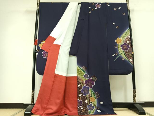 平和屋着物●豪華振袖　舞桜文　暈し染め　金彩　正絹　逸品　AABL8284fy