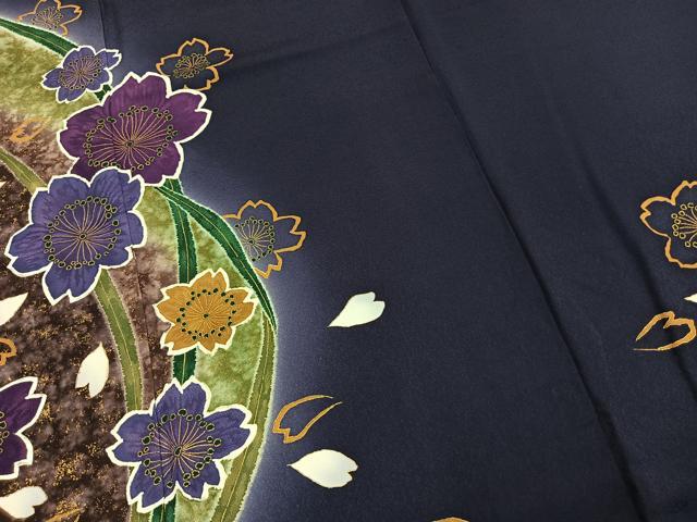 平和屋着物●豪華振袖　舞桜文　暈し染め　金彩　正絹　逸品　AABL8284fy