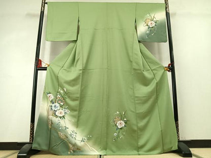平和屋着物●訪問着　草花文　暈し染め　金銀彩　正絹　逸品　AABL8286fy