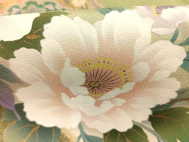 平和屋着物●訪問着　草花文　暈し染め　金銀彩　正絹　逸品　AABL8286fy