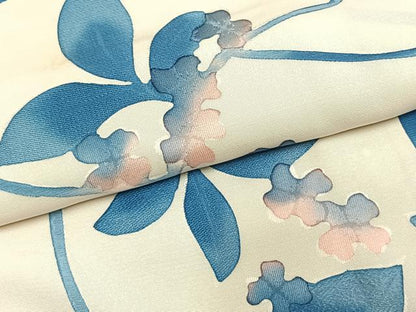 平和屋着物●上質な小紋　地紋起こし　草花文　正絹　逸品　AABL8293fy
