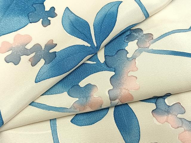 平和屋着物●上質な小紋　地紋起こし　草花文　正絹　逸品　AABL8293fy
