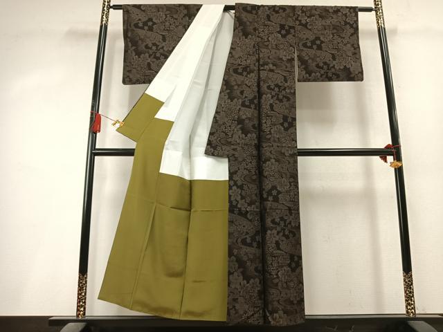 平和屋着物●本場大島紬　扇面花文　正絹　逸品　AABL8296fy