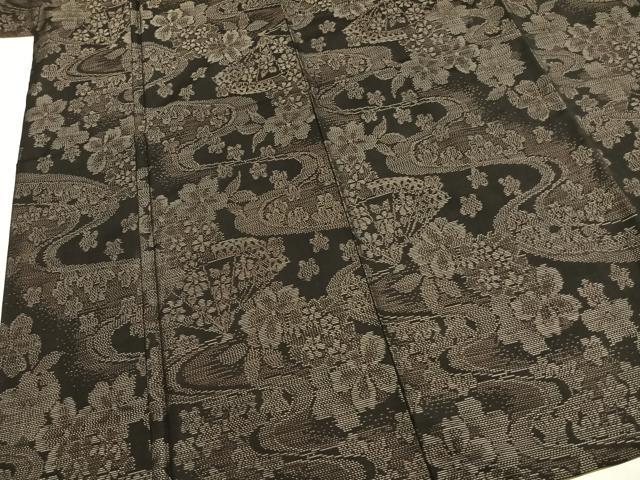 平和屋着物●本場大島紬　扇面花文　正絹　逸品　AABL8296fy
