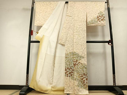 平和屋着物●訪問着　手描き　舞葉文　正絹　逸品　AABL8306fy