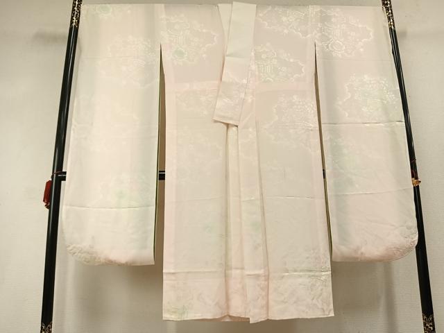 平和屋着物●振袖用長襦袢　無双仕立て　糸巻花地紋　暈し染め　正絹　逸品　AABL8308fy