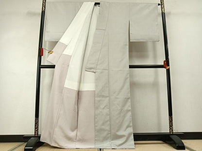 平和屋着物●結城紬　白練色　証紙付き　正絹　逸品　AABL8309fy