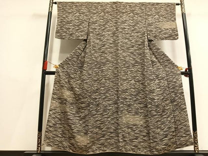 平和屋着物●訪問着　刺繍　立波文　金糸　金彩　正絹　逸品　AABL8323fy