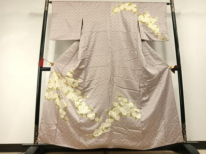 平和屋着物●訪問着　刺繍　草花文　金糸　金彩　正絹　逸品　AABL8329fy