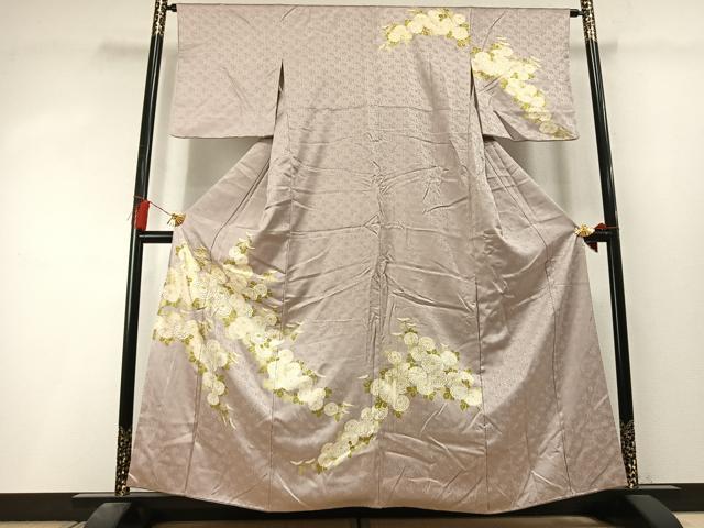 平和屋着物●訪問着　刺繍　草花文　金糸　金彩　正絹　逸品　AABL8329fy