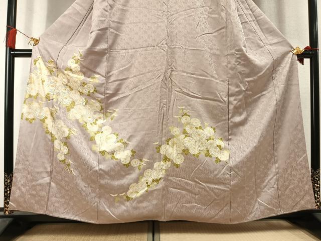 平和屋着物●訪問着　刺繍　草花文　金糸　金彩　正絹　逸品　AABL8329fy