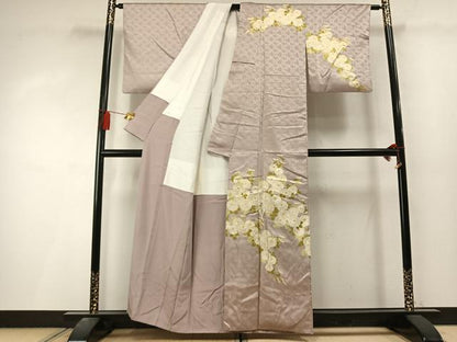 平和屋着物●訪問着　刺繍　草花文　金糸　金彩　正絹　逸品　AABL8329fy