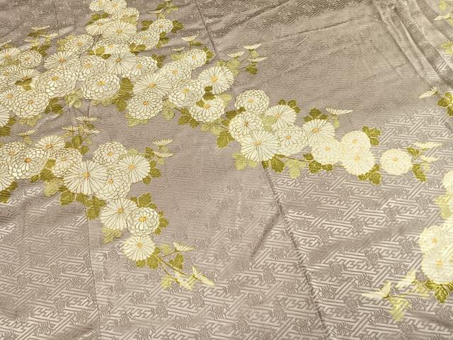 平和屋着物●訪問着　刺繍　草花文　金糸　金彩　正絹　逸品　AABL8329fy