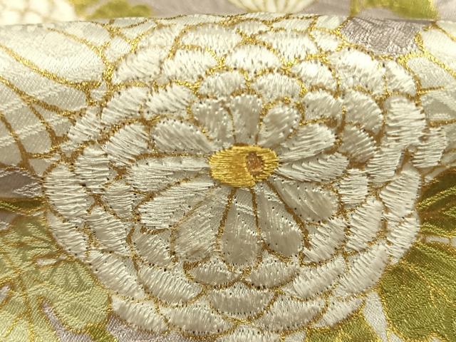 平和屋着物●訪問着　刺繍　草花文　金糸　金彩　正絹　逸品　AABL8329fy