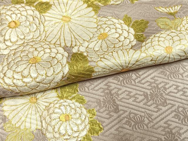 平和屋着物●訪問着　刺繍　草花文　金糸　金彩　正絹　逸品　AABL8329fy