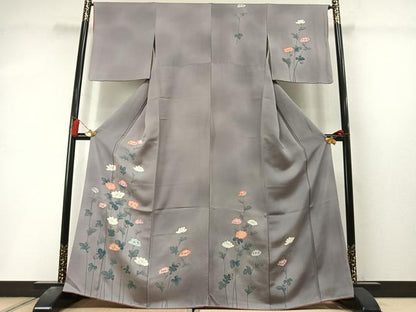 平和屋着物●訪問着　友禅　草花文　正絹　逸品　未使用　AABL8336fy