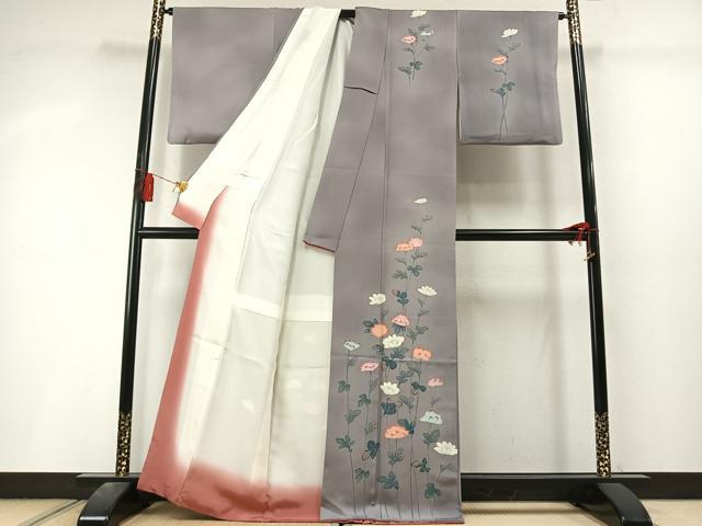 平和屋着物●訪問着　友禅　草花文　正絹　逸品　未使用　AABL8336fy