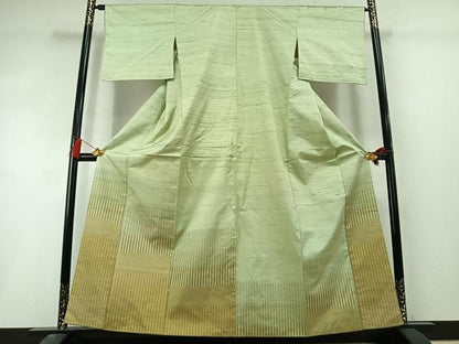 平和屋着物●訪問着　紬地　縞　正絹　逸品　AABL8339fy