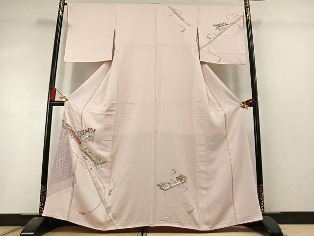 平和屋着物●訪問着　刺繍　風景花文　金銀彩　正絹　逸品　AABL8349fy
