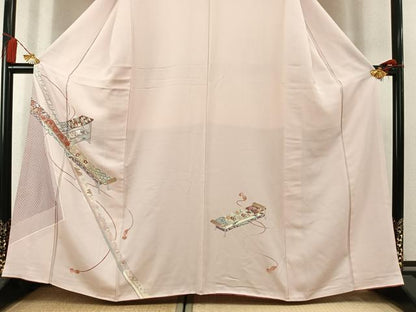 平和屋着物●訪問着　刺繍　風景花文　金銀彩　正絹　逸品　AABL8349fy