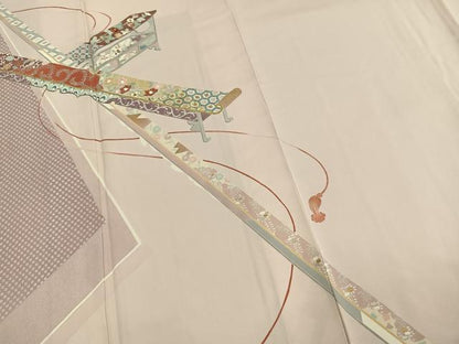 平和屋着物●訪問着　刺繍　風景花文　金銀彩　正絹　逸品　AABL8349fy