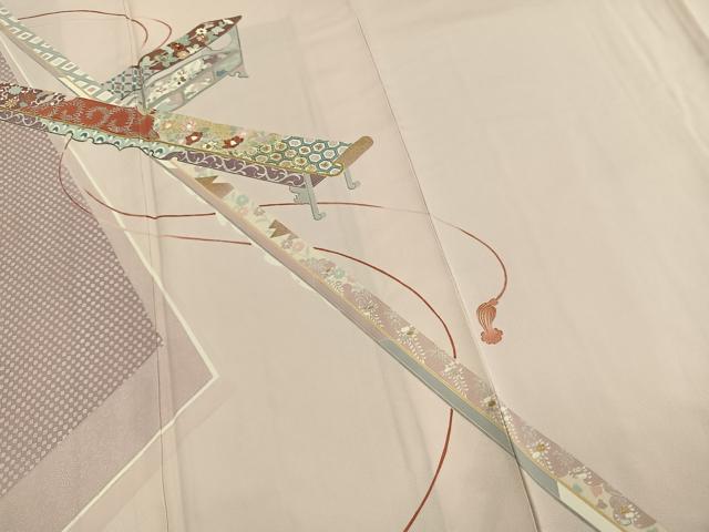 平和屋着物●訪問着　刺繍　風景花文　金銀彩　正絹　逸品　AABL8349fy