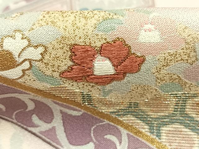 平和屋着物●訪問着　刺繍　風景花文　金銀彩　正絹　逸品　AABL8349fy