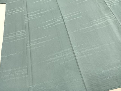 平和屋着物●上質な色無地　幾何学地紋　水浅葱色　正絹　逸品　AABL8362fy