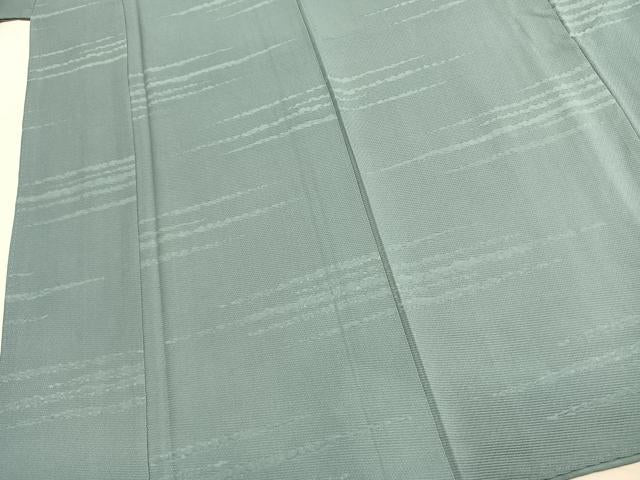 平和屋着物●上質な色無地　幾何学地紋　水浅葱色　正絹　逸品　AABL8362fy