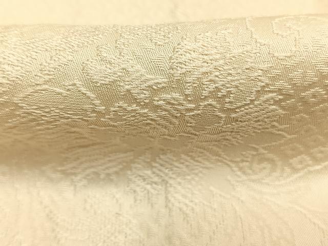 平和屋着物●上質な色無地　草花地紋　鳥の子色　正絹　逸品　AABL8367fy