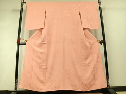 平和屋着物●上質な色無地　色紙花文　宍色　正絹　逸品　未使用　AABL8384fy