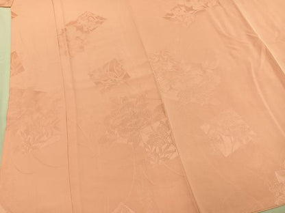 平和屋着物●上質な色無地　色紙花文　宍色　正絹　逸品　未使用　AABL8384fy