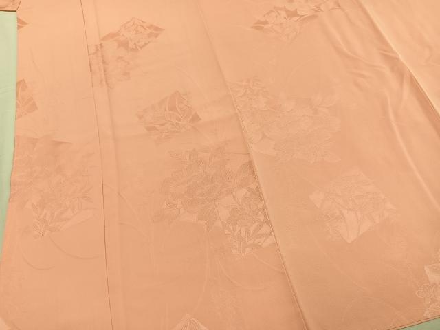平和屋着物●上質な色無地　色紙花文　宍色　正絹　逸品　未使用　AABL8384fy