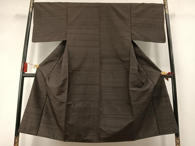 平和屋着物●男性　紬　色無地　赤墨色　正絹　逸品　AABL8389fy
