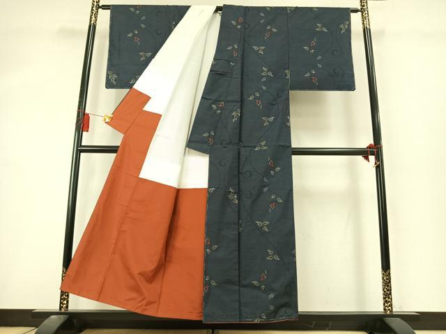 平和屋着物●本場大島紬　9マルキ　南天文　正絹　逸品　未使用　AABL8401fy