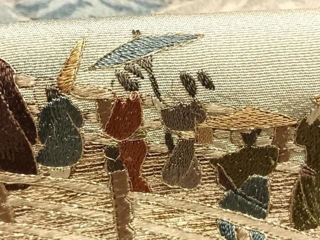 平和屋着物●豪華色留袖　作家物　刺繍　風景文　暈し染め　金糸　正絹　逸品　AABL8407fy