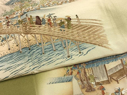 平和屋着物●豪華色留袖　作家物　刺繍　風景文　暈し染め　金糸　正絹　逸品　AABL8407fy
