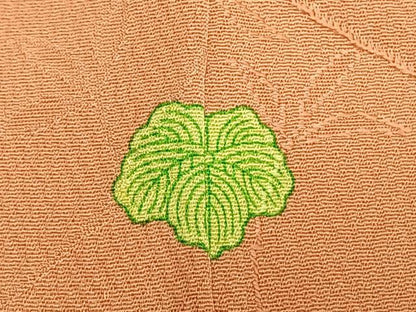 平和屋着物●上質な色無地　寿光織　枝花地紋　曙色　反端付き　正絹　逸品　AABL8413fy