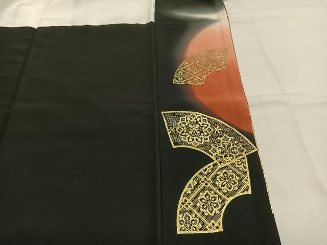 平和屋着物●豪華黒留袖　作家物　地紙花文　金彩　正絹　逸品　AABL8416fy