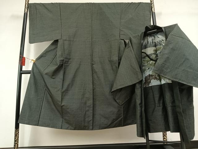 平和屋着物●男性　本場大島紬　アンサンブル　亀甲柄　正絹　逸品　AABL8417fy