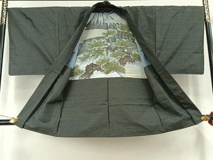 平和屋着物●男性　本場大島紬　アンサンブル　亀甲柄　正絹　逸品　AABL8417fy