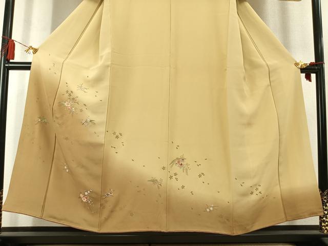 平和屋着物●訪問着　刺繍　草花文　暈し染め　金糸　金彩　正絹　逸品　AABL8418fy