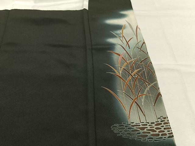 平和屋着物●豪華黒留袖　作家物　鶴　暈し染め　金彩　正絹　逸品　未使用　AABL8423fy