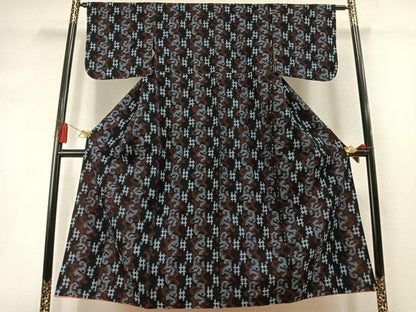 平和屋着物●久留米絣　琉球絣　綿　逸品　AABL8424fy