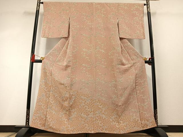 平和屋着物●訪問着　型染め　流水花文　正絹　逸品　AABL8428fy