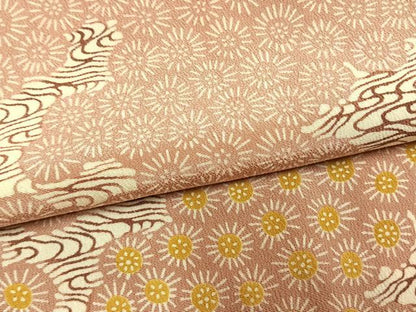平和屋着物●訪問着　型染め　流水花文　正絹　逸品　AABL8428fy